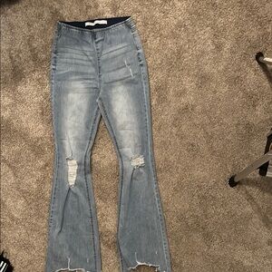 SUPER HIGH RISE Distressed Women Jeans (ELASTIC WAIST)
